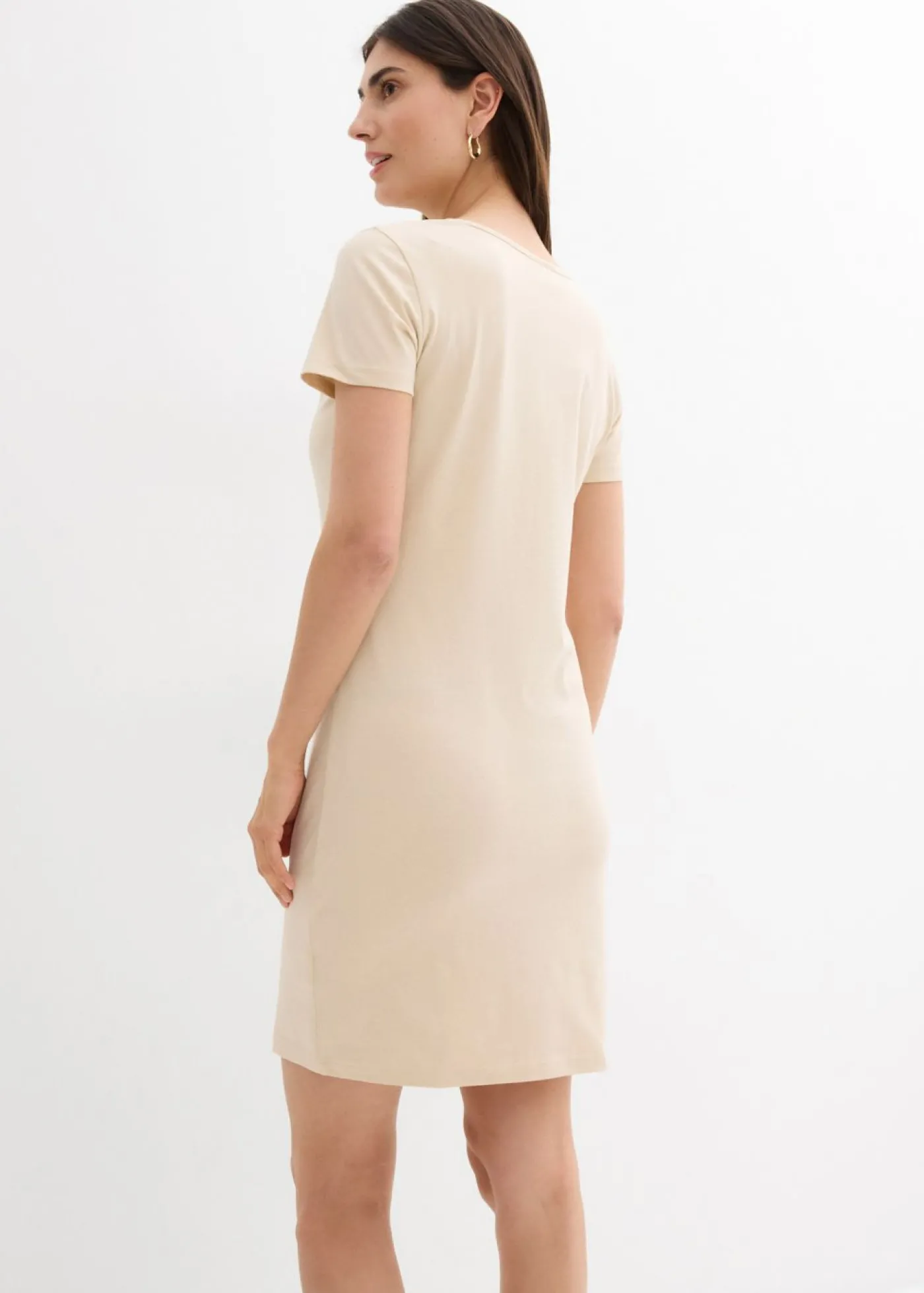 bonprix bonprix Vestido de punto de algodón orgánico elástico Arena claro Online