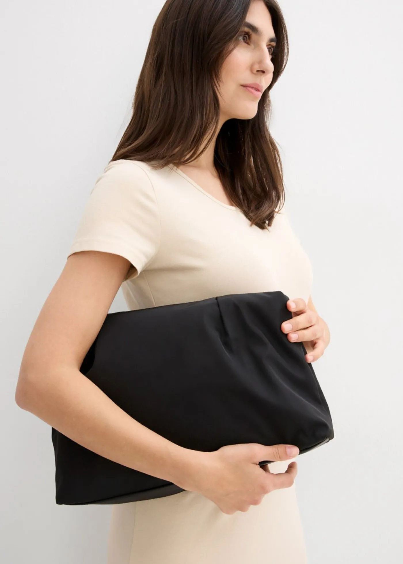 bonprix bonprix Vestido de punto de algodón orgánico elástico Arena claro Online