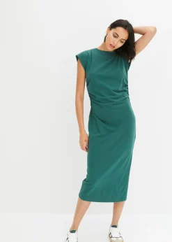 bonprix bonprix Vestido de punto de algodón con elástico verde mate Hot