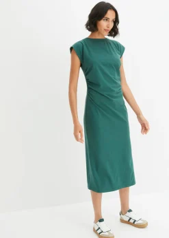 bonprix bonprix Vestido de punto de algodón con elástico verde mate Hot