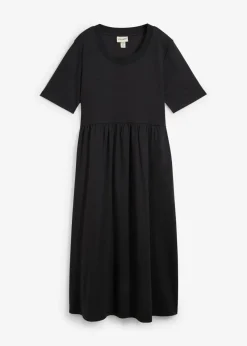 bonprix bonprix Vestido de punto de algodón puro Negro Outlet