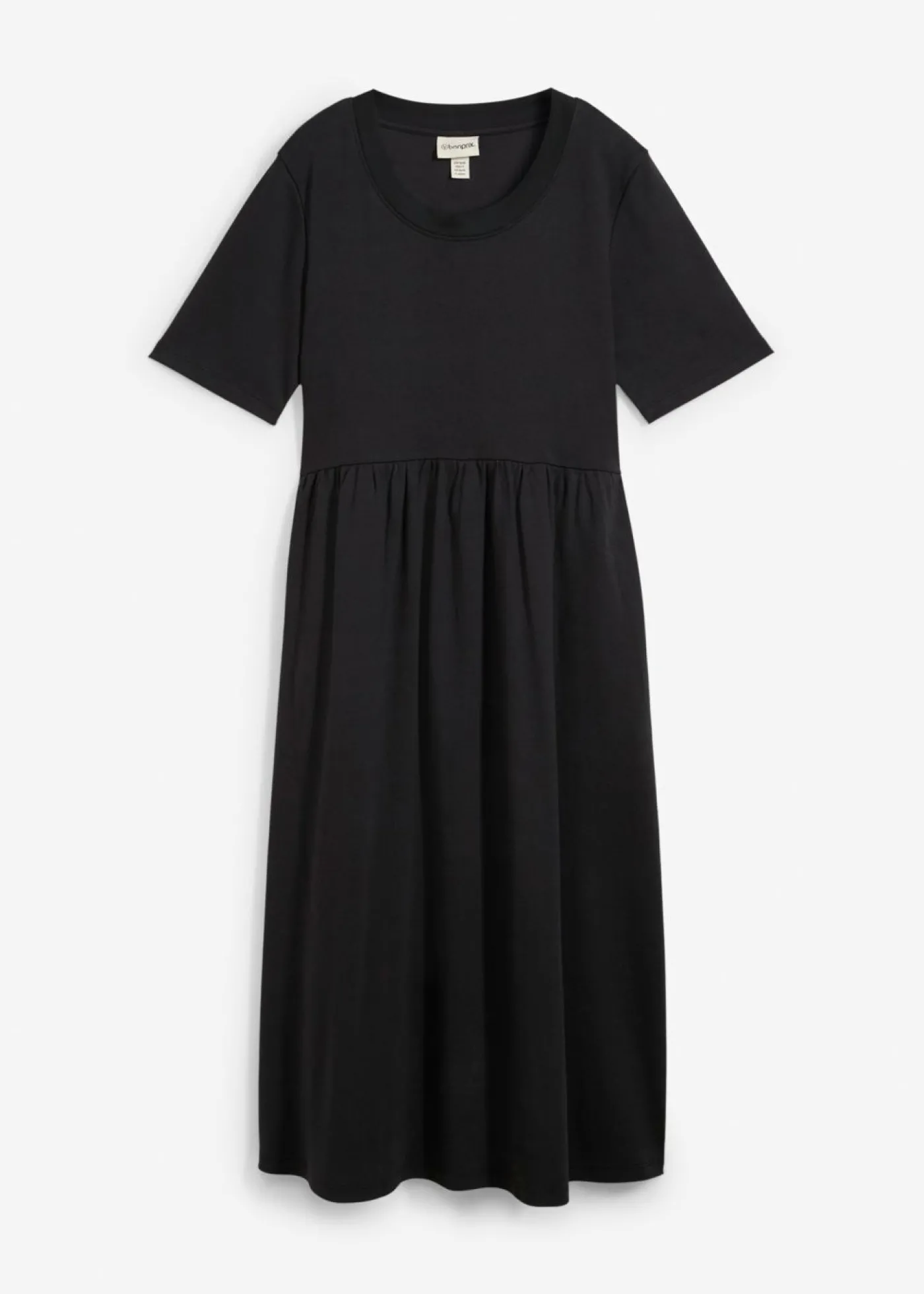 bonprix bonprix Vestido de punto de algodón puro Negro Outlet