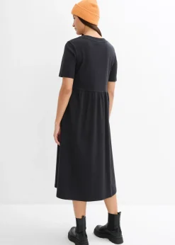 bonprix bonprix Vestido de punto de algodón puro Negro Outlet