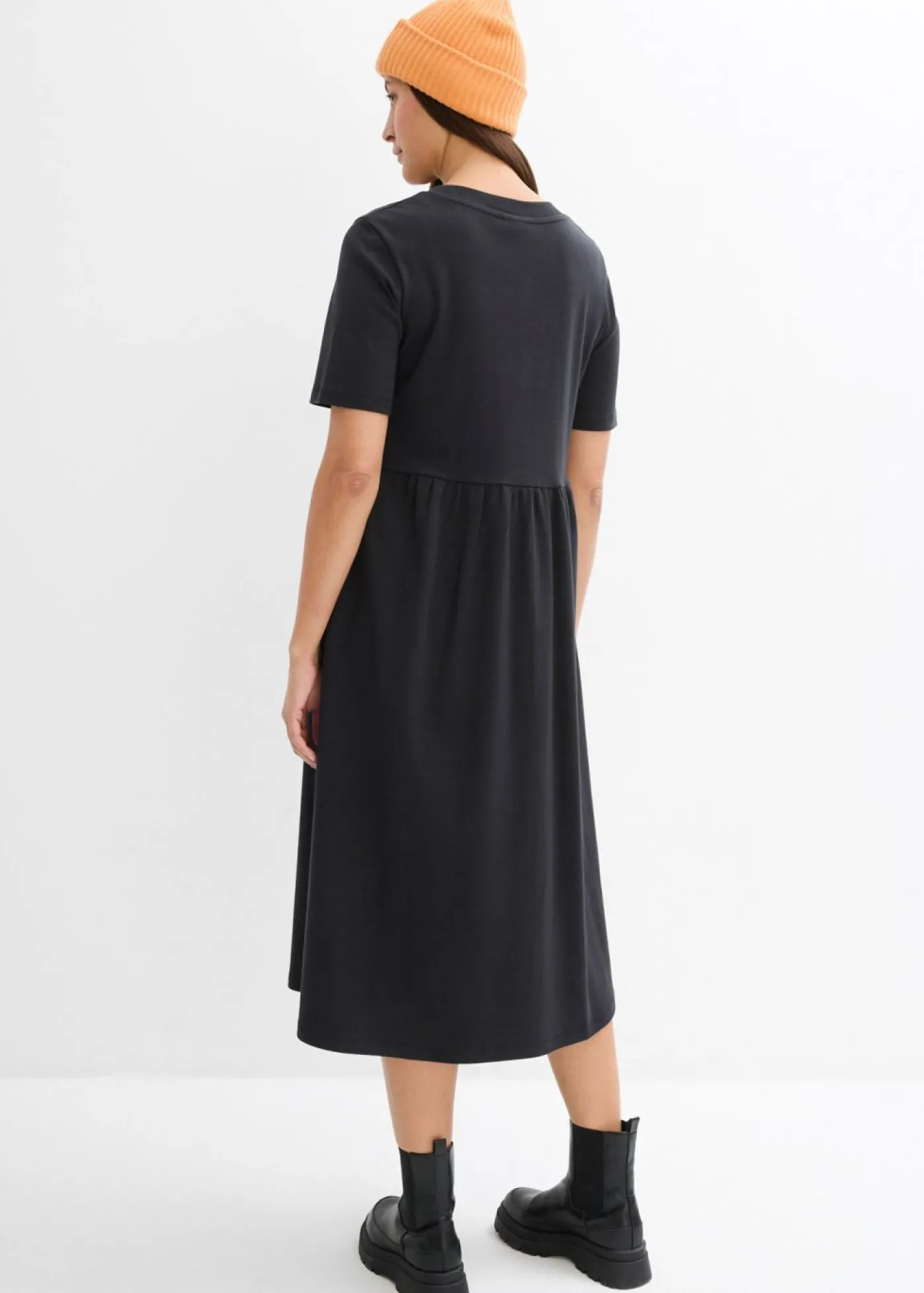 bonprix bonprix Vestido de punto de algodón puro Negro Outlet