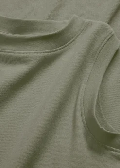 bonprix bonprix Vestido de punto de algodón con elástico Verde oliva Sale