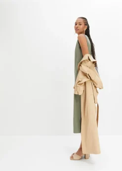 bonprix bonprix Vestido de punto de algodón con elástico Verde oliva Sale