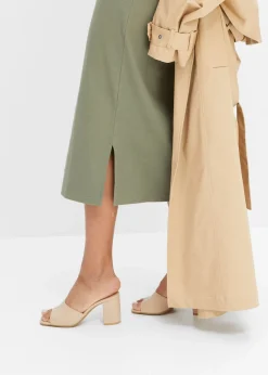 bonprix bonprix Vestido de punto de algodón con elástico Verde oliva Sale