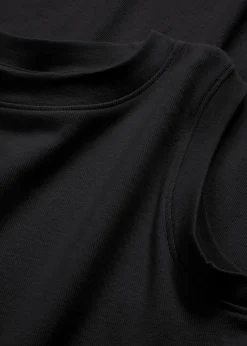 bonprix bonprix Vestido de punto de algodón con elástico Negro Sale