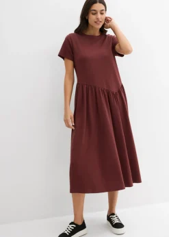 bonprix bonprix Vestido de punto de algodón orgánico puro Café Outlet