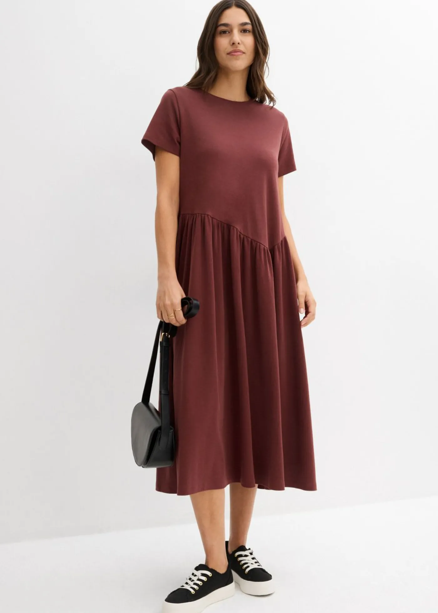 bonprix bonprix Vestido de punto de algodón orgánico puro Café Outlet