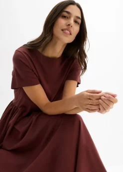 bonprix bonprix Vestido de punto de algodón orgánico puro Café Outlet