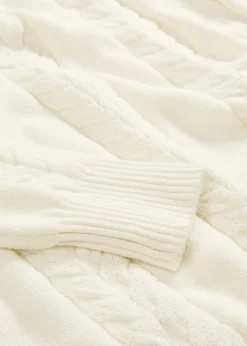 bonprix bonprix Vestido de punto de algodón puro Blanco lana