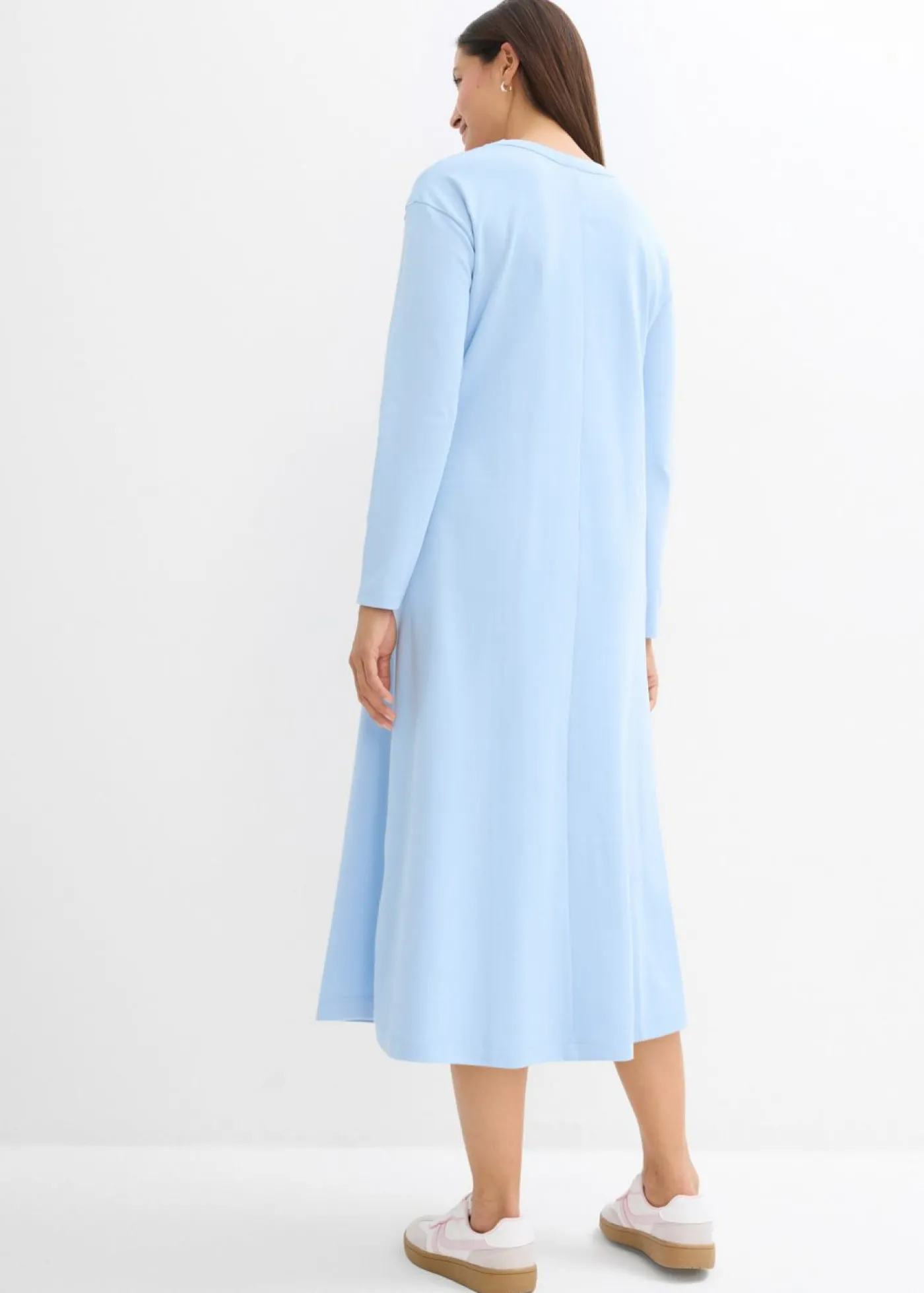 bonprix bonprix Vestido de punto de algodón orgánico puro pesado Azul claro Clearance