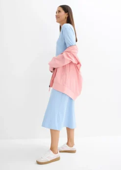 bonprix bonprix Vestido de punto de algodón orgánico puro pesado Azul claro Clearance