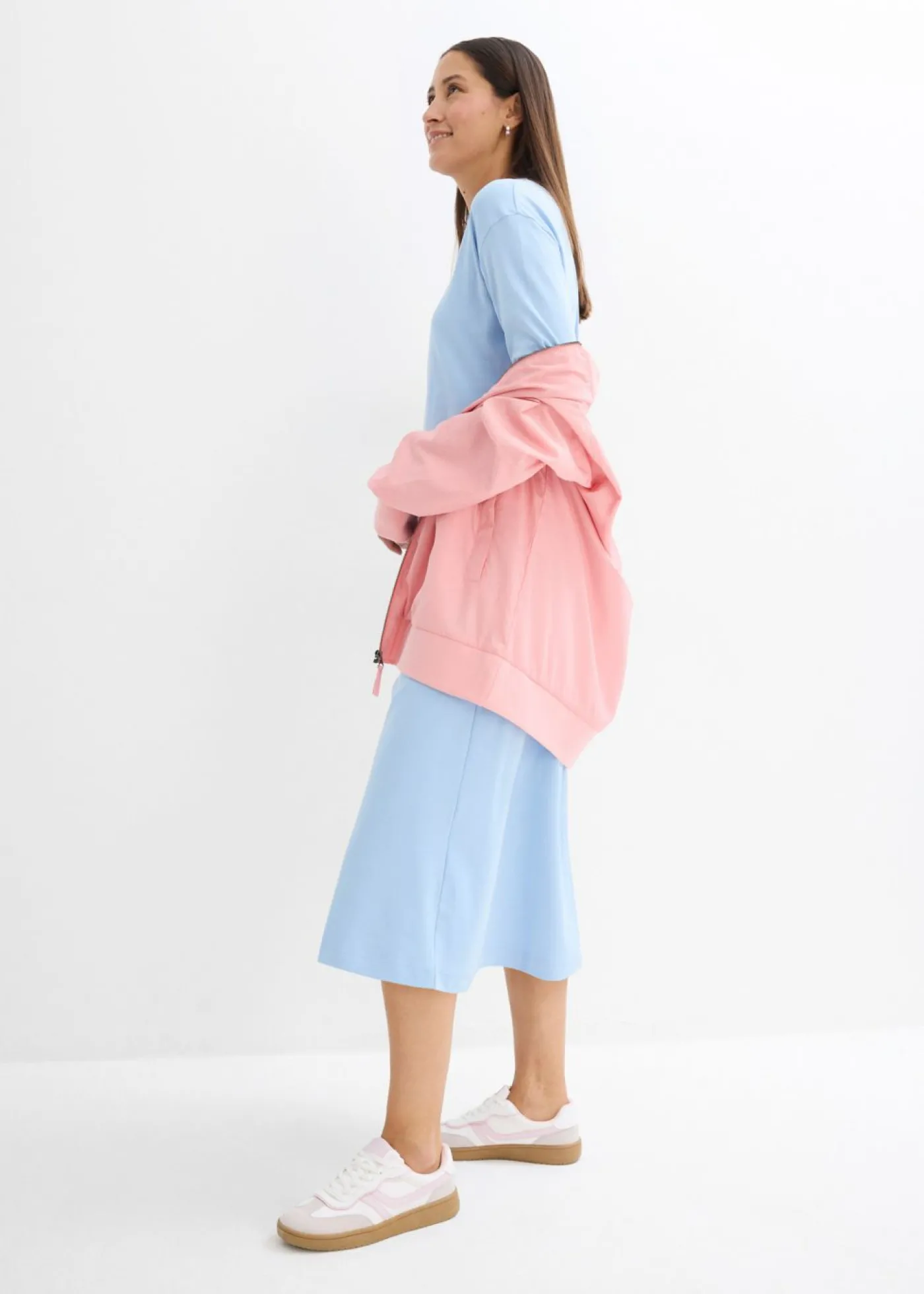 bonprix bonprix Vestido de punto de algodón orgánico puro pesado Azul claro Clearance