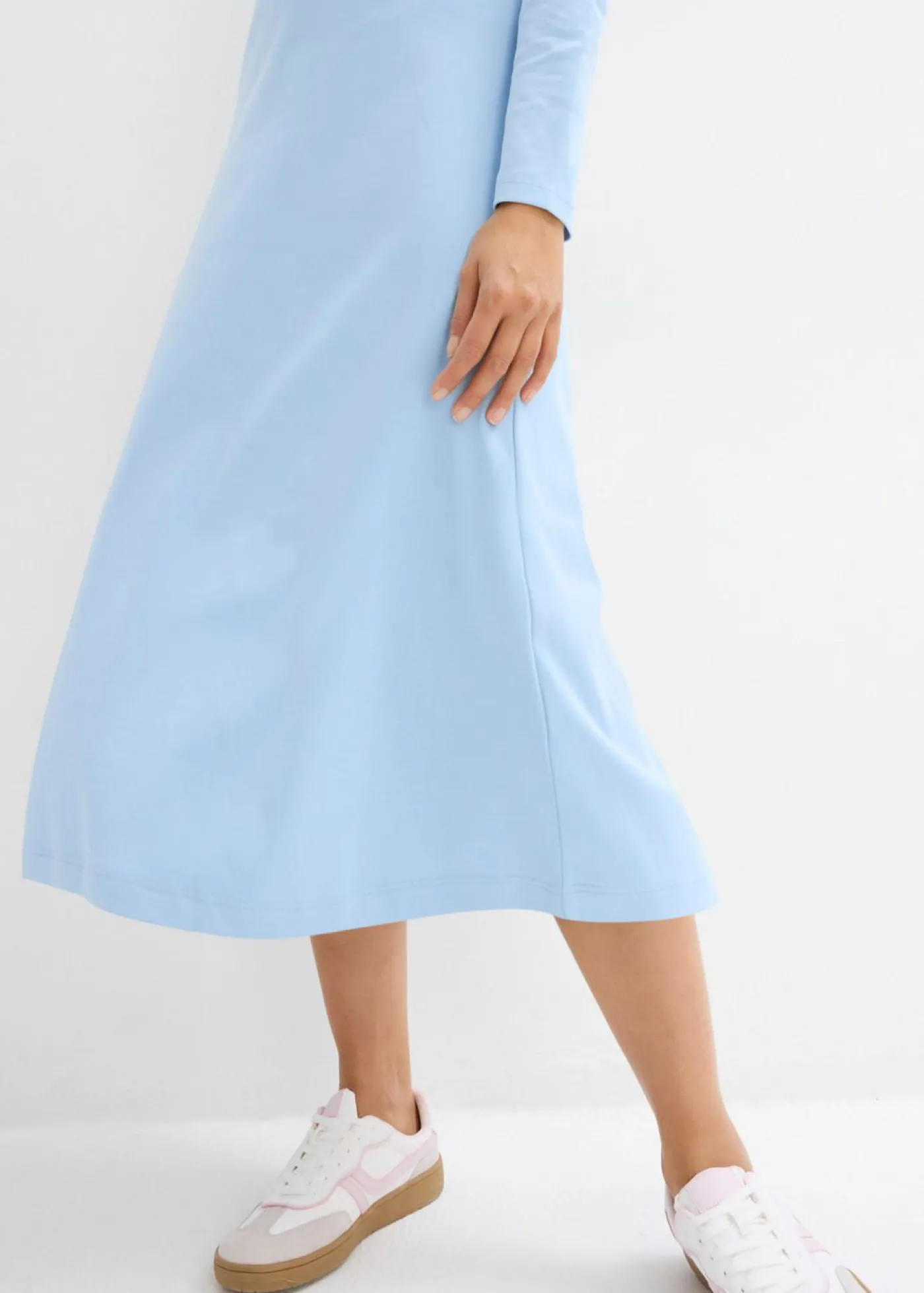 bonprix bonprix Vestido de punto de algodón orgánico puro pesado Azul claro Clearance