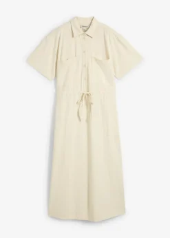 bonprix bonprix Vestido de punto de algodón elástico Crudo Discount