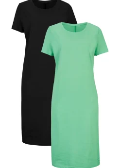 bonprix bonprix Vestido de punto de algodón puro (2 unidades) menta + negro Hot