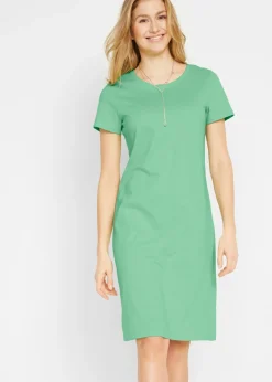 bonprix bonprix Vestido de punto de algodón puro (2 unidades) menta + negro Hot