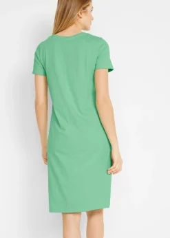 bonprix bonprix Vestido de punto de algodón puro (2 unidades) menta + negro Hot