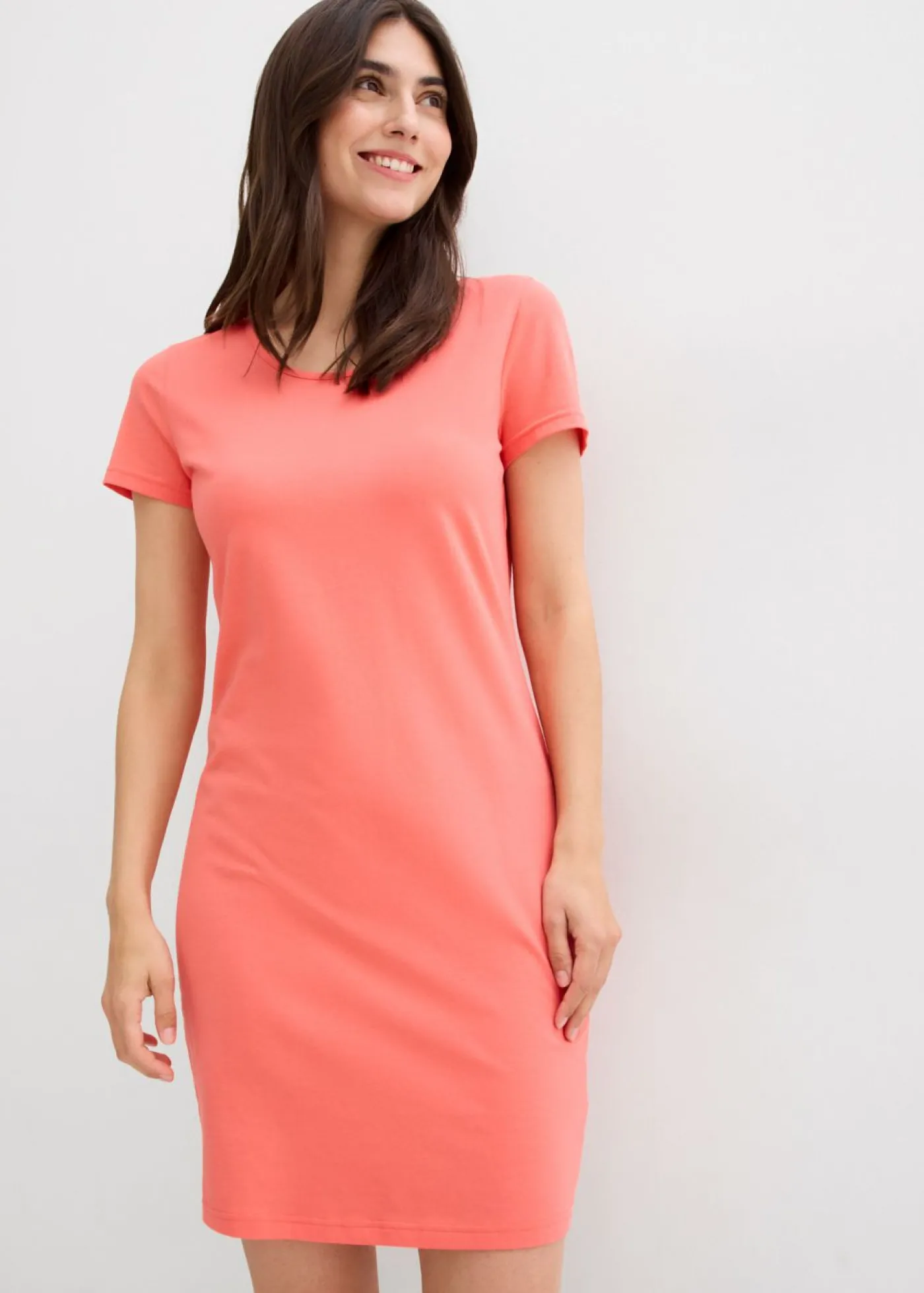 bonprix bonprix Vestido de punto de algodón orgánico elástico Salmón claro Discount