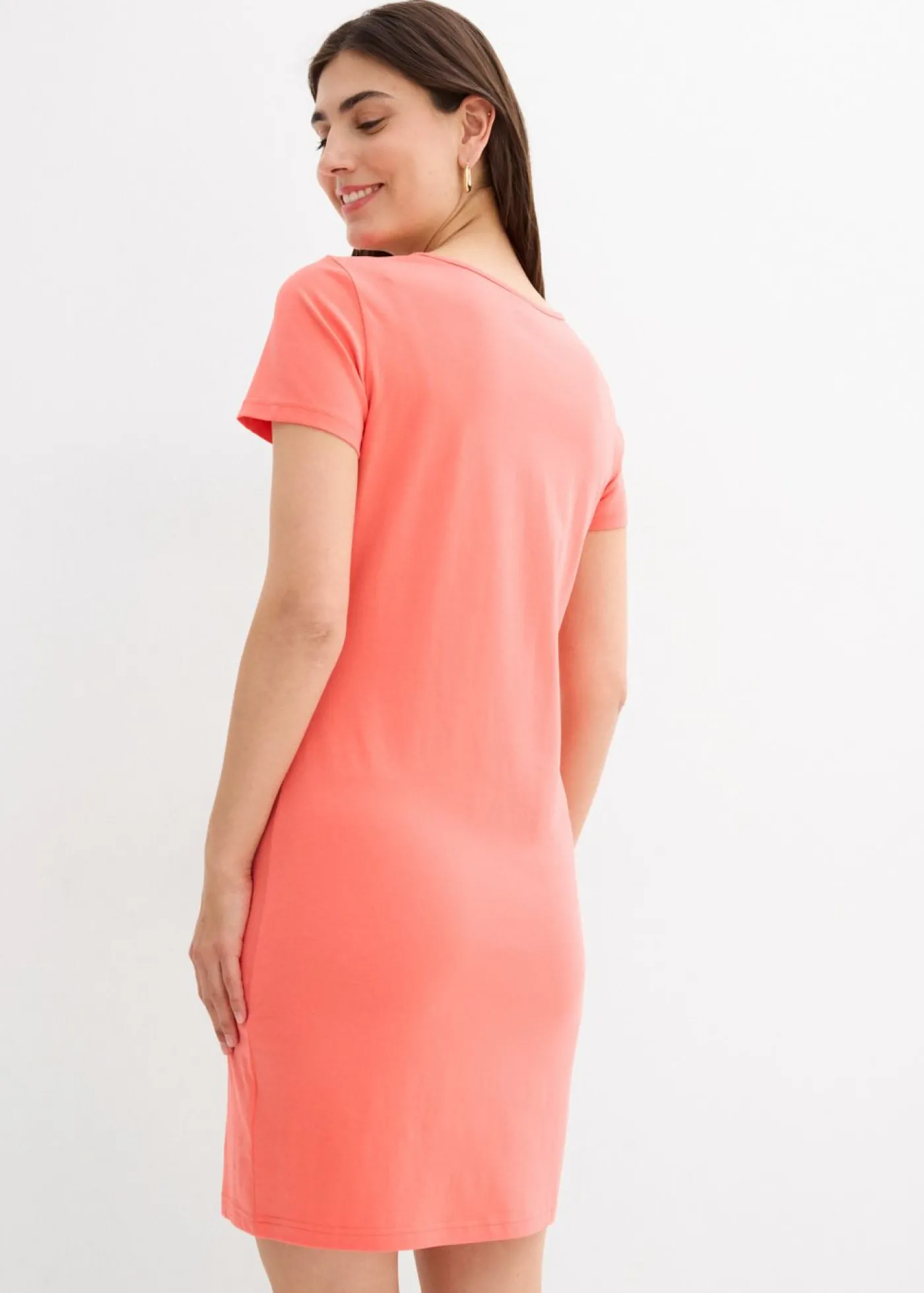 bonprix bonprix Vestido de punto de algodón orgánico elástico Salmón claro Discount