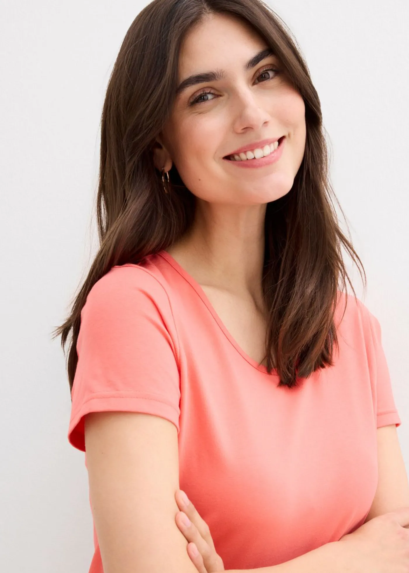 bonprix bonprix Vestido de punto de algodón orgánico elástico Salmón claro Discount