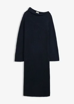 bonprix bonprix Vestido de punto de canalé Azul marino