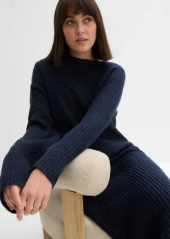 bonprix bonprix Vestido de punto de canalé Azul marino