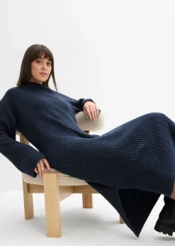 bonprix bonprix Vestido de punto de canalé Azul marino
