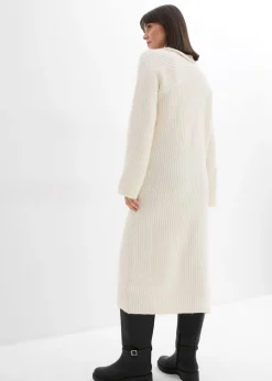 bonprix bonprix Vestido de punto de canalé blanco perla Online