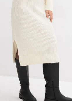 bonprix bonprix Vestido de punto de canalé blanco perla Online