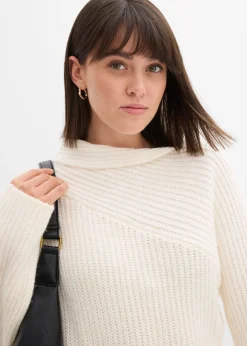 bonprix bonprix Vestido de punto de canalé blanco perla Online