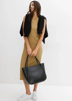 bonprix bonprix Vestido de punto de crepé oliva pálido Discount