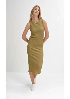 bonprix bonprix Vestido de punto de crepé oliva pálido Discount