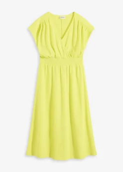 bonprix bonprix Vestido de punto de crepé ligero Amarillo cítrico New