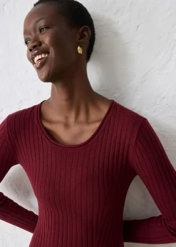 bonprix bonprix Vestido de punto de lana merina rojo avellana New