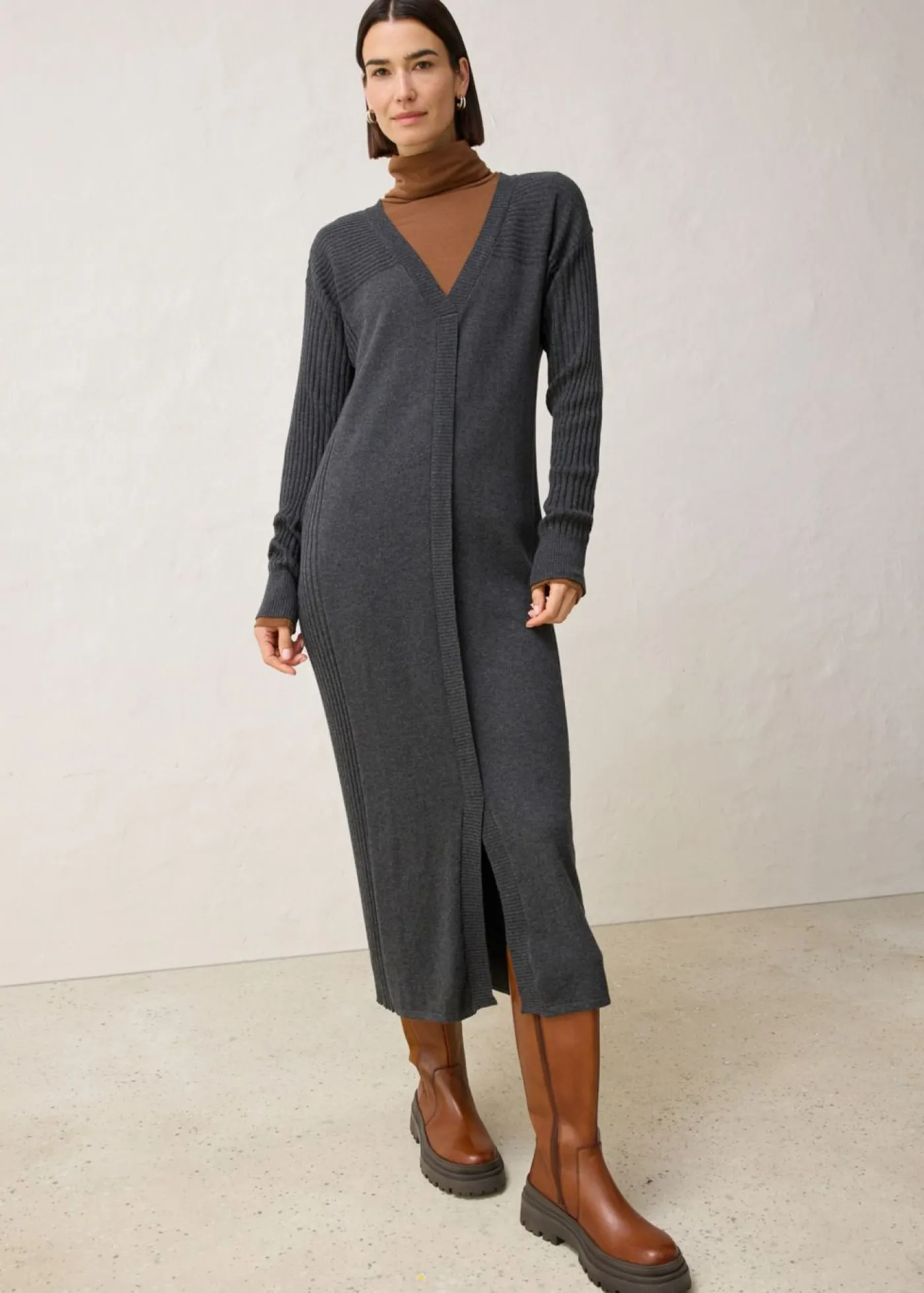 bonprix bonprix Vestido de punto de lana merina Antracita jaspeado Best