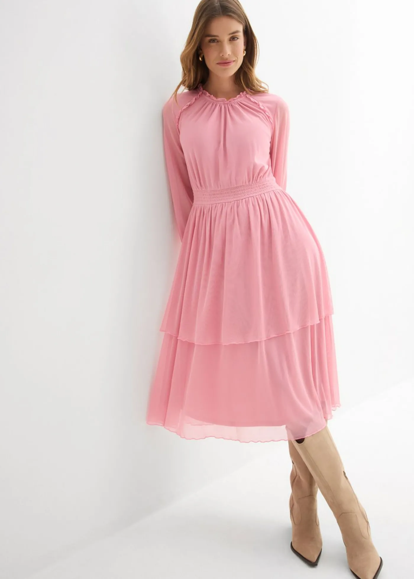 bonprix bonprix Vestido de punto de malla fina orquídea ahumado Clearance