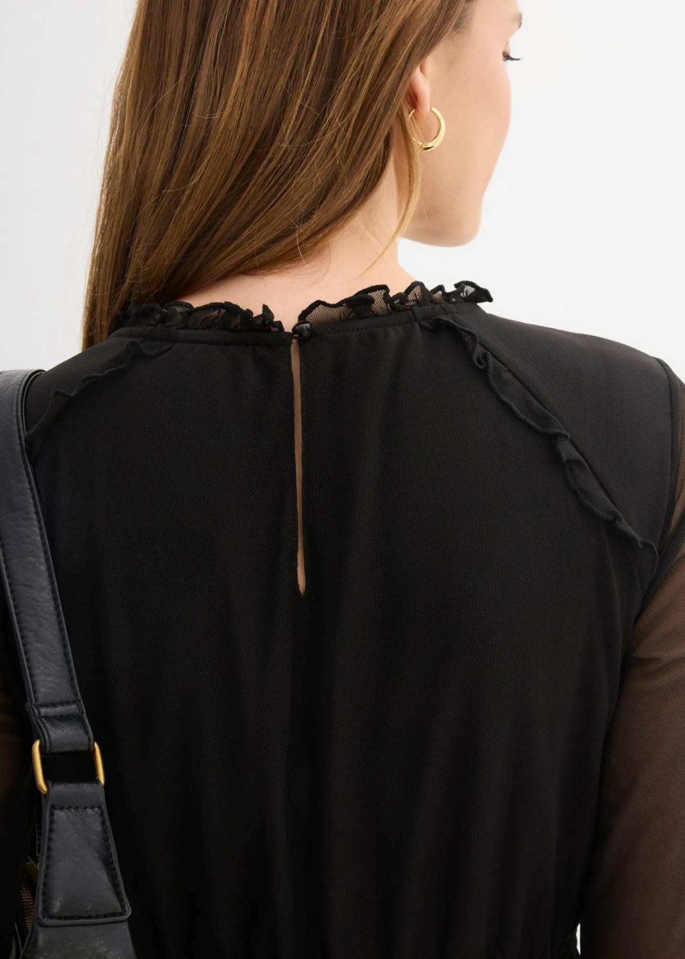 bonprix bonprix Vestido de punto de malla fina Negro Sale