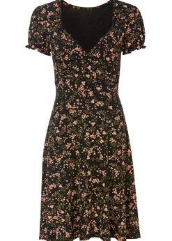 bonprix bonprix Vestido de punto de mezcla de viscosa Negro de flores Best