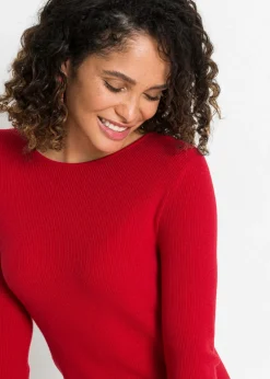 bonprix BODYFLIRT Vestido de punto de mezcla de viscosa rojo oscuro intenso Online