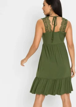 bonprix bonprix Vestido de punto de mezcla de viscosa Oliva Sale