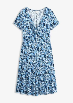 bonprix bonprix Vestido de punto de mezcla de viscosa Azul genciana de flores Hot