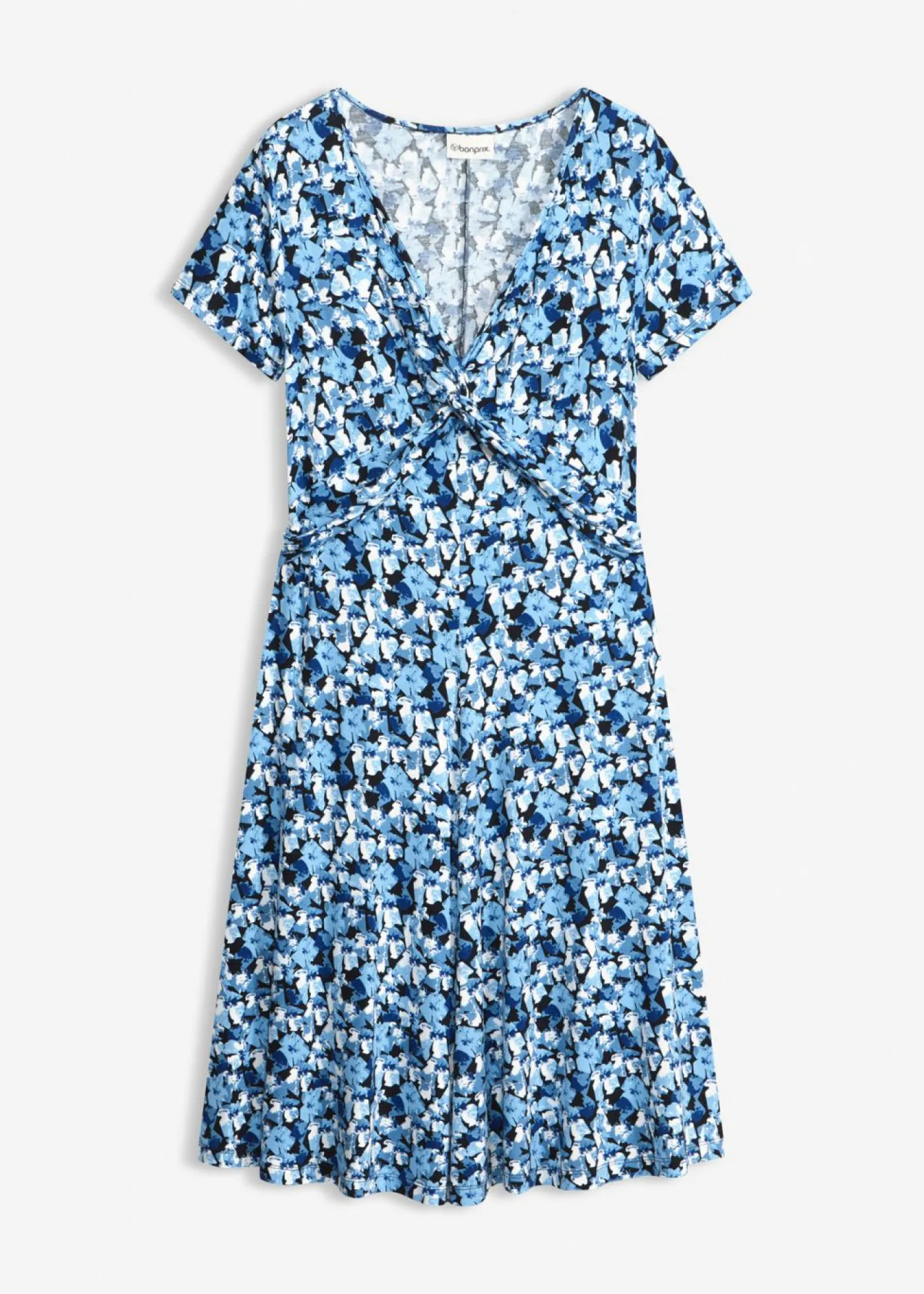 bonprix bonprix Vestido de punto de mezcla de viscosa Azul genciana de flores Hot