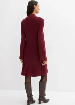 bonprix bonprix Vestido de punto de mezcla de viscosa con línea en A rojo avellana Online