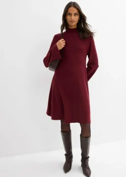 bonprix bonprix Vestido de punto de mezcla de viscosa con línea en A rojo avellana Online