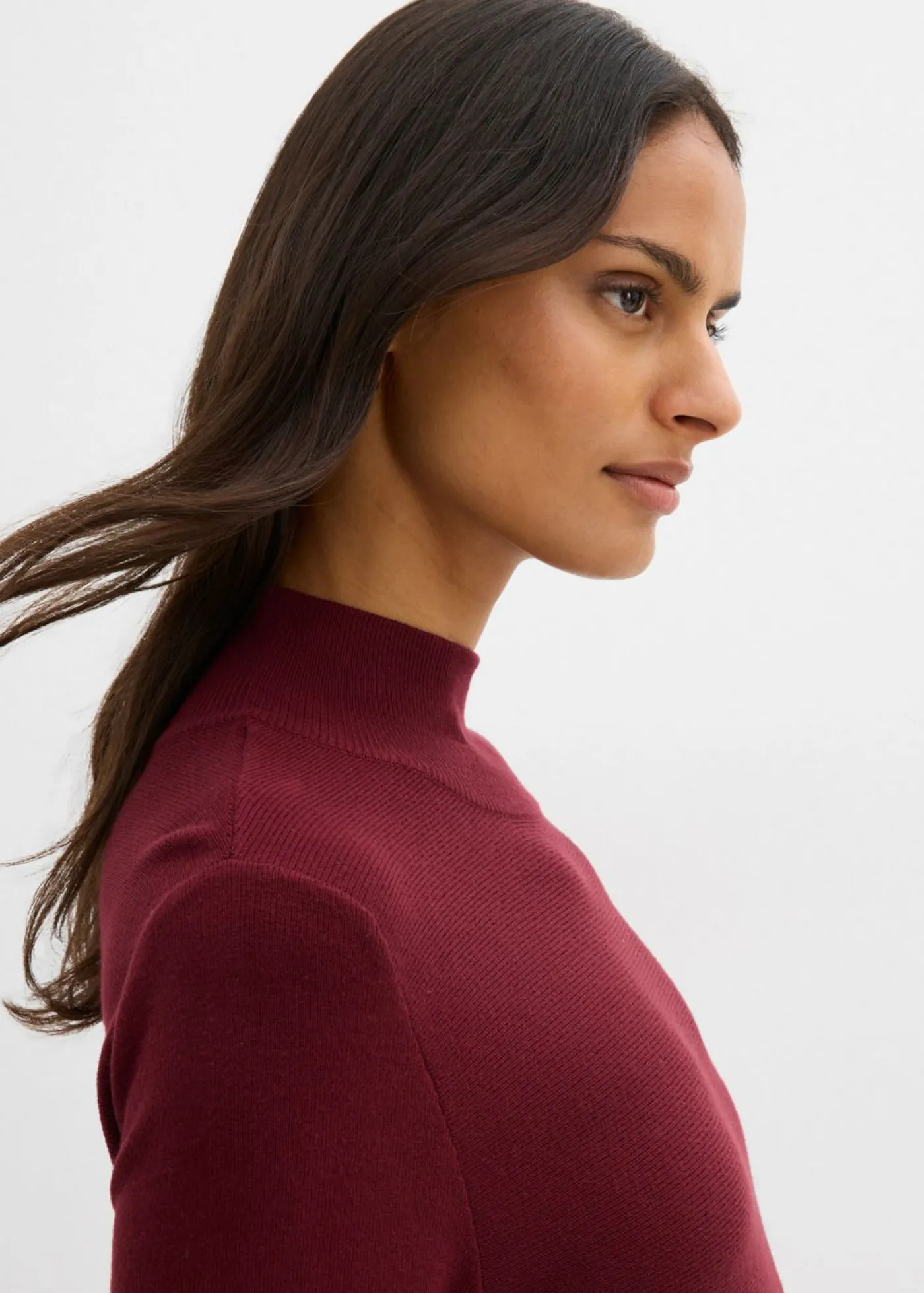 bonprix bonprix Vestido de punto de mezcla de viscosa con línea en A rojo avellana Online