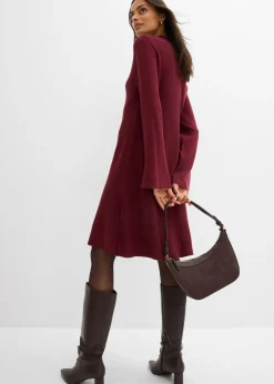 bonprix bonprix Vestido de punto de mezcla de viscosa con línea en A rojo avellana Online