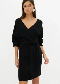 bonprix bonprix Vestido de punto de mezcla de viscosa Negro Discount